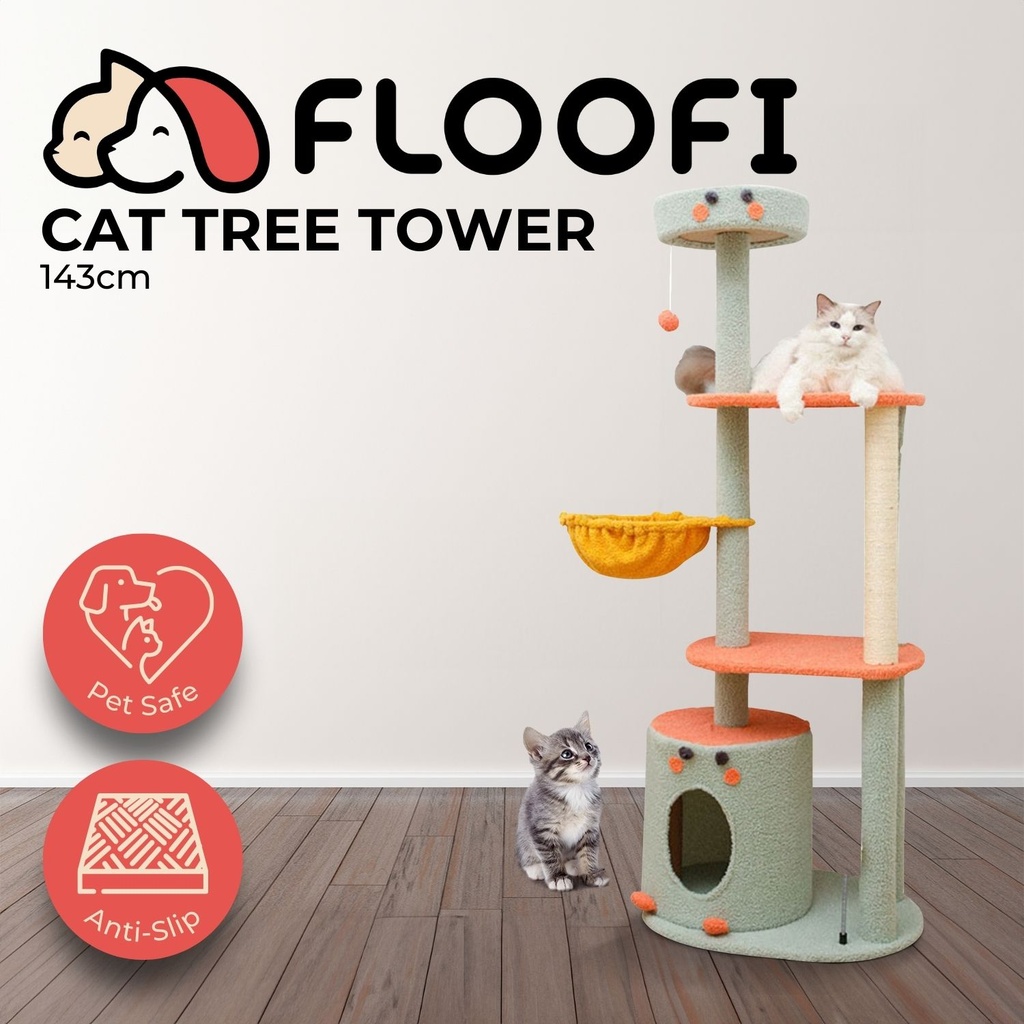 Floofi 143cm Dinosaur Cat Condo Cat Tree Green AZAU