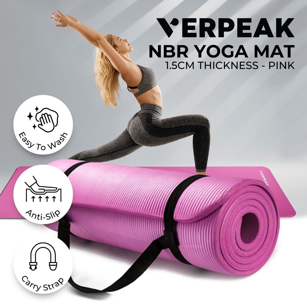 VERPEAK NBR Yoga Mat 1.5CM (Black)