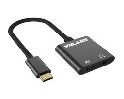 Volans Aluminium USB-C (Male) to 3.5mm Audio (Female) Adapter with PD VL-UCAP