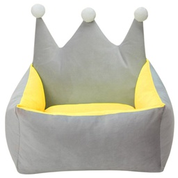 Floofi Pet Bed Crown Shape (L Grey Yellow)