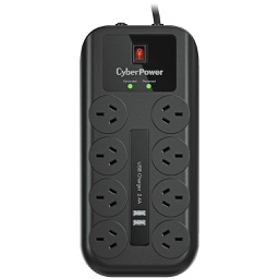 CyberPower Home Theater 8 Outlet + 2 USB Surge Protector & Powerboard