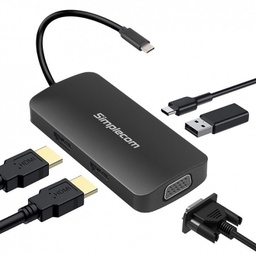 Simplecom DA450 5-in-1 USB-C Multiport Adapter MST Hub with VGA & Dual HDMI