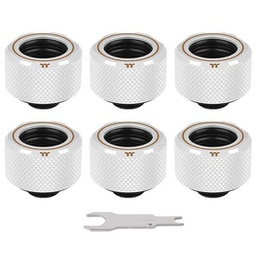 Thermaltake Pacific C-PRO G1/4 PETG Tube 16mm OD Compression – White (6-Pack Fittings) CL-W211-CU00WT-B