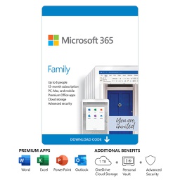 Microsoft 365 Family 1 Year Subscription English PC/Mac 6GQ-01143