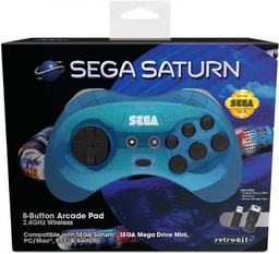 Retro-Bit SEGA Saturn 2.4G M2 Arcade Pad - Clear Blue