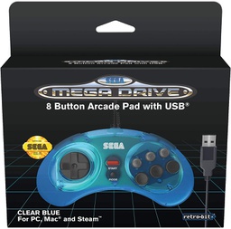 Retro-Bit SEGA Mega Drive 8-Button USB - Clear Blue