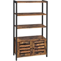 VASAGLE Industrial Design Rustic Brown Storage Cabinet with 2 Louvred Doors and 3 Shelves