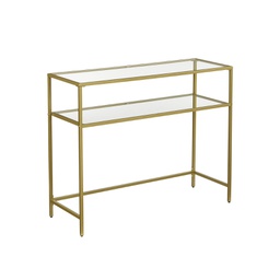 VASAGLE Console Table with Tempered Glass Gold Metal Frame