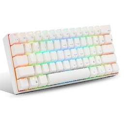 Royal Kludge RK61 61 Keys Wired Dual Mode 60% Hot Swappable Mechanical Gaming Keyboard White (Blue Switch)