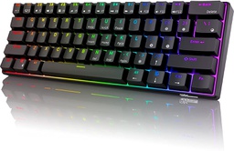 Royal Kludge RK61 Wireless/Bluetooth/Wired Tri Mode 61 Keys RGB Hot Swappable 60% Mechanical Gaming Keyboard Black (Blue Switch)