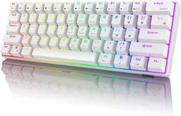 Royal Kludge RK61 Wireless/Bluetooth/Wired Tri Mode 61 Keys RGB Hot Swappable 60% Mechanical Gaming Keyboard White (Red Switch)