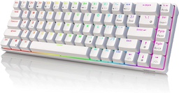 Royal Kludge RK68 (RK855) 68 Keys Dual Mode RGB Wired Wireless Hot Swappable 65% Compact Mechanical Gaming Keyboard White (Blue Switch)