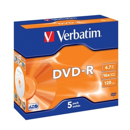 Verbatim Dvd-r 4.7gb 5 Pack Jewel Case 16x 95070