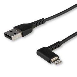 StarTech 90 Degree Right Angled Black USB Type A to Lightning Cable (1m, Black) RUSBLTMM1MBR