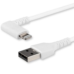 StarTech 90 Degree Right Angled White USB Type A to Lightning Cable (2m, White) RUSBLTMM2MWR
