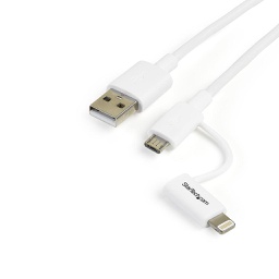 StarTech 1m / 3 ft Apple Lightning or Micro USB to USB Cable - White LTUB1MWH