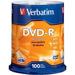 Verbatim AZO DVD-R 4.7GB 16X with Branded Surface - 100pk Spindle 95102
