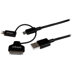StarTech 1m Black Lightning or 30-pin Dock or Micro USB to USB Cable LTADUB1MB