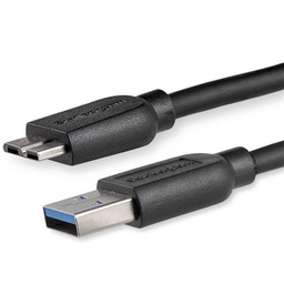 StarTech Slim Micro USB 3.0 Cable (M/M , 2M, Black) USB3AUB2MS