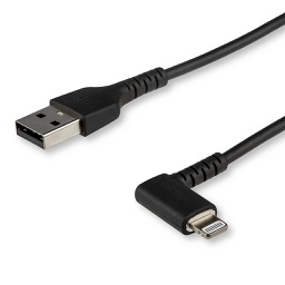 StarTech 90 Degree Right Angled Black USB Type A to Lightning cable (2m, Black) RUSBLTMM2MBR