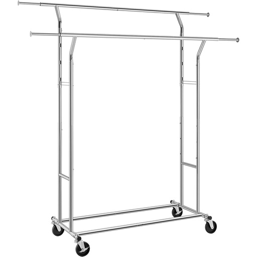 SONGMICS Metal Clothes Rack Stand on Wheels Heavy Duty Silver | AZAU