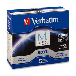 Verbatim M-Disc BDXL 100GB 4x Blu-ray Discs (Jewel Case, 5-Pack) 98913