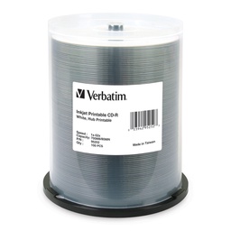 Verbatim 95252 CD-R 80 Min 700MB White Wide InkJet Printable 100Pack