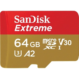 Sandisk SDSQXA2-064G-GN6MA - 64GB Micro SDXC Extreme 160MB/s A2 V30 Class 10 with SD Adapter