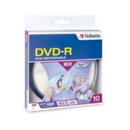 Verbatim Dvd-r 4.7gb 16x 10pk Sindle, Azo Blue 95100