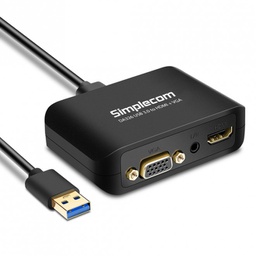 Simplecom DA326 USB 3.0 to HDMI & VGA Adapter with 3.5mm Audio FHD 1080p