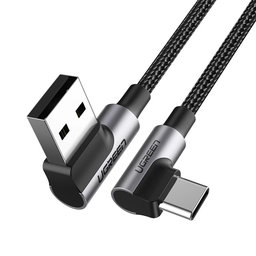UGREEN 90 Degree Angle USB-A to 90 Degree Angle Type-C M/M Cable 1m (Black) - 20856